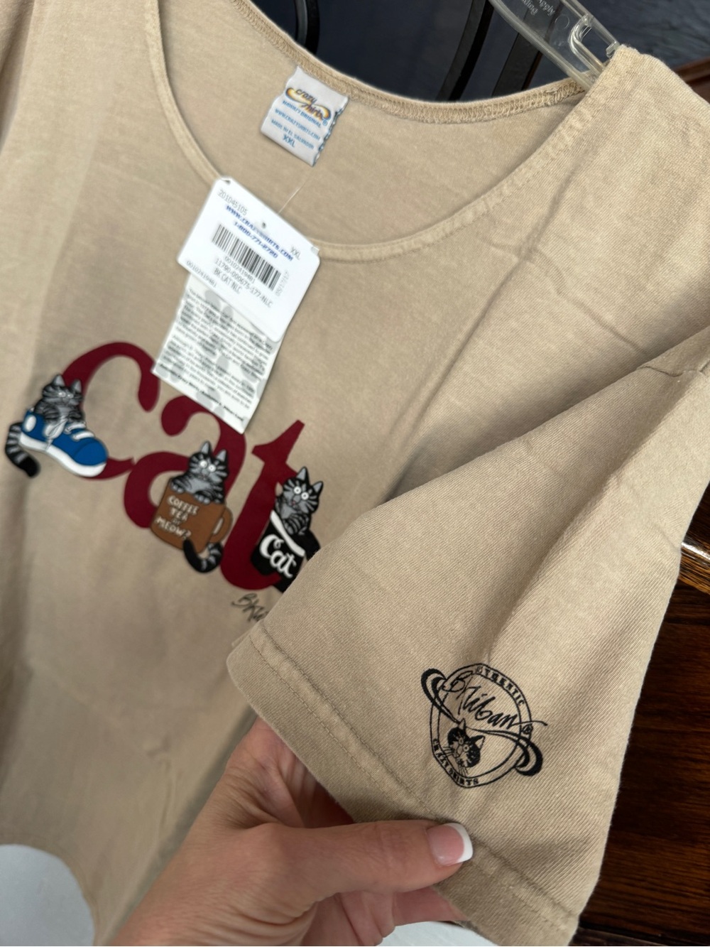 NEW NWT XXL B. Kliban Hawaii Crazy Shirts Hawaii Cat Tee Coffee Sneaker Shirt - Picture 6 of 13